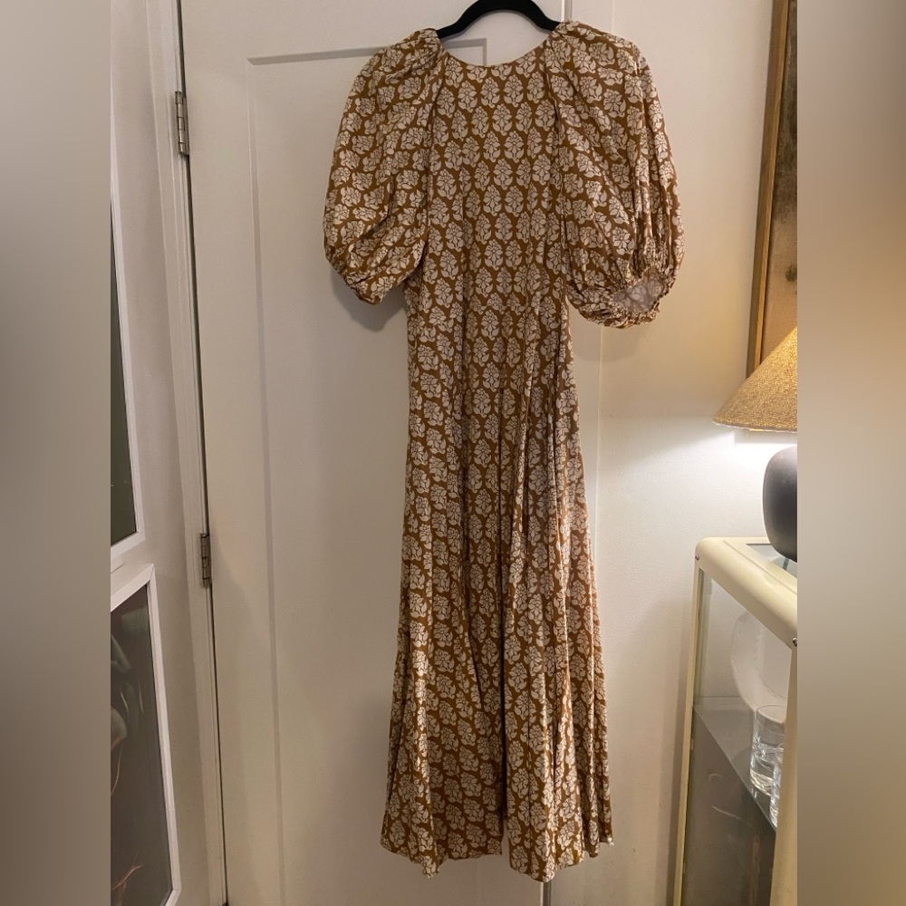 Elegant Brown Floral Maxi Dress